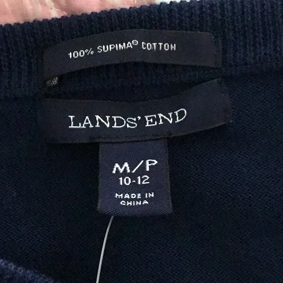 Land’s Ends 100% Supima Cotton Navy Blue Sweater. Medium Petite - Picture 5 of 6